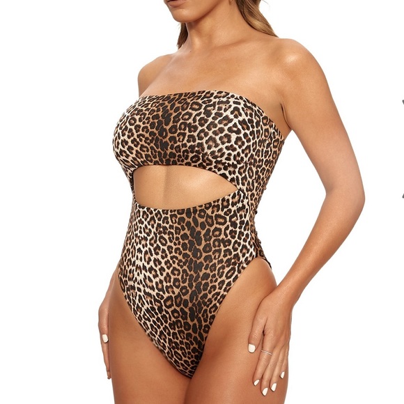 Naked Wardrobe cut out leopard monokini bodysuit - Picture 3 of 5
